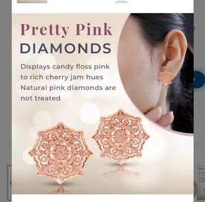 NATURAL PINK DIAMOND CLIP ON EARRINGS IN ROSEGOLD .